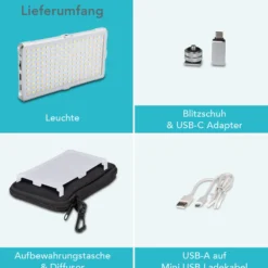 Instarter Spectar LED Videoleuchte, Kamera Beleuchtung mit Bi-Color im Pocket-Format, 12 W Videolicht mit Diffusor, Studiolicht mit Powerbank-Funktion