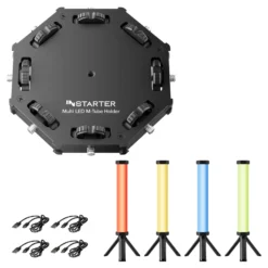 Instarter Spectar RGB LED Stab + Halterung 4er Set kreative Videoleuchten 10 W Bi Color RGB mit Magnetfunktion und Multi Tube Holder