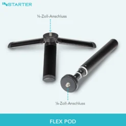 Instarter Tischstativ mit Teleskoparm für Kameras, Smartphones & Leuchten, Mini Stativ belastbar bis 1kg auch als Selfiestick nutzbar