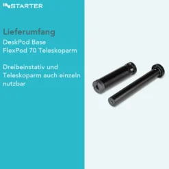 Instarter Tischstativ mit Teleskoparm für Kameras, Smartphones & Leuchten, Mini Stativ belastbar bis 1kg auch als Selfiestick nutzbar