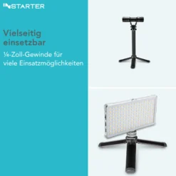 Instarter Tischstativ mit Teleskoparm für Kameras, Smartphones & Leuchten, Mini Stativ belastbar bis 1kg auch als Selfiestick nutzbar