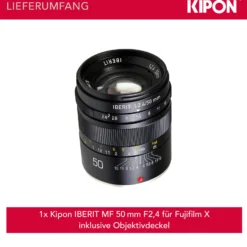Kipon Iberit 50/2,4 Vollformat Objektiv - Brennweite 50 mm, Lichtstärke F2,4 - manuell, kompatibel mit Fuji X - schwarz