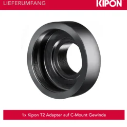 Kipon Objektiv Adapter für T2-Gewinde auf C-Mount-Anschluss, Objektivadapter für Foto und Überwachung, einfache Montage, praktisches Kamera Zubehör