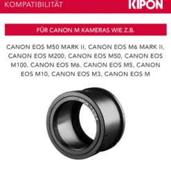 Kipon T2 Adapter für Canon EOS M Objektivadapter Anschlussring für Objektive, Teleskope und Mikroskope, Kamera Zubehör für Systemkamera