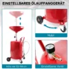 Ölauffanggerät für 80l, höhenverstellbar 122-168 cm mit 4-Rad-Fahrwerk, Entleerung mittels Luftdruck