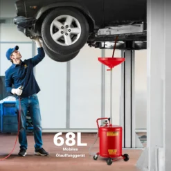 Ölauffanggerät für 68l, höhenverstellbar 98-157cm mit 4-Rad-Fahrwerk, Entleerung mittels Luftdruck