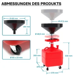 Ölauffangwagen Ölauffangbehälter Ölauffanggerät Ölauffangrollwagen 35l 86 - 127 cm