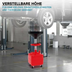 Ölauffangwagen Ölauffangbehälter Ölauffanggerät Ölauffangrollwagen 35l 86 - 127 cm