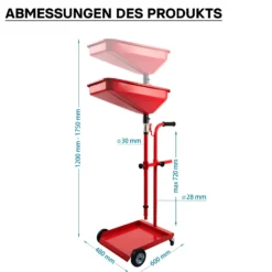 Ölauffangwagen 360° schwenkbar, Ölablassgerät, Ölauffanggerät, Ölsammler für Altöl, höhenverstellbar