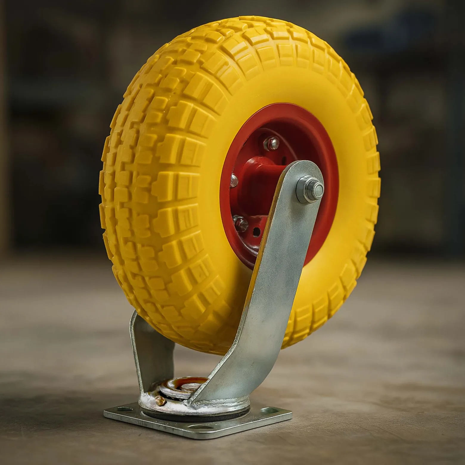 Lenkrolle 2er Set 2x Transportrollen 258 x 78 mm mit Metallfelgen pannensicher gelb 150 kg pro Rad