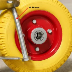 Lenkrolle 2er Set 2x Transportrollen 258 x 78 mm mit Metallfelgen pannensicher gelb 150 kg pro Rad