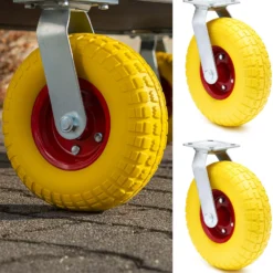 Lenkrolle 2er Set 2x Transportrollen 258 x 78 mm mit Metallfelgen pannensicher gelb 150 kg pro Rad