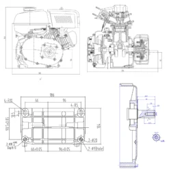 LIFAN 168 Benzinmotor 4,8 kW 6,5 PS 196 ccm mit Ölbadkupplung Reduktionsgetriebe 2:1 E-Starter