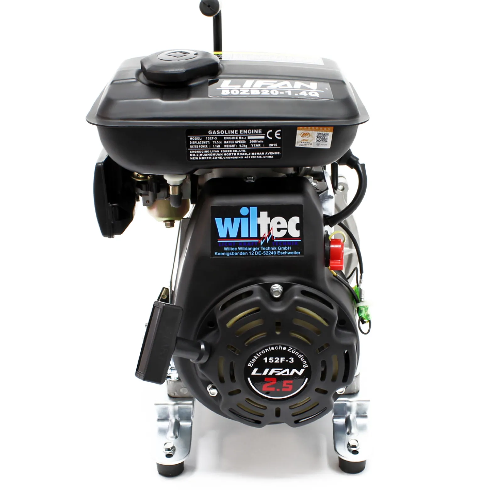 LIFAN Benzin Wasserpumpe 1,4kW (2,5PS) 9m³/h 20m Förderhöhe, Gartenpumpe mit 50mm (2") Anschluss und 4 Takt Motor, Motorpumpe