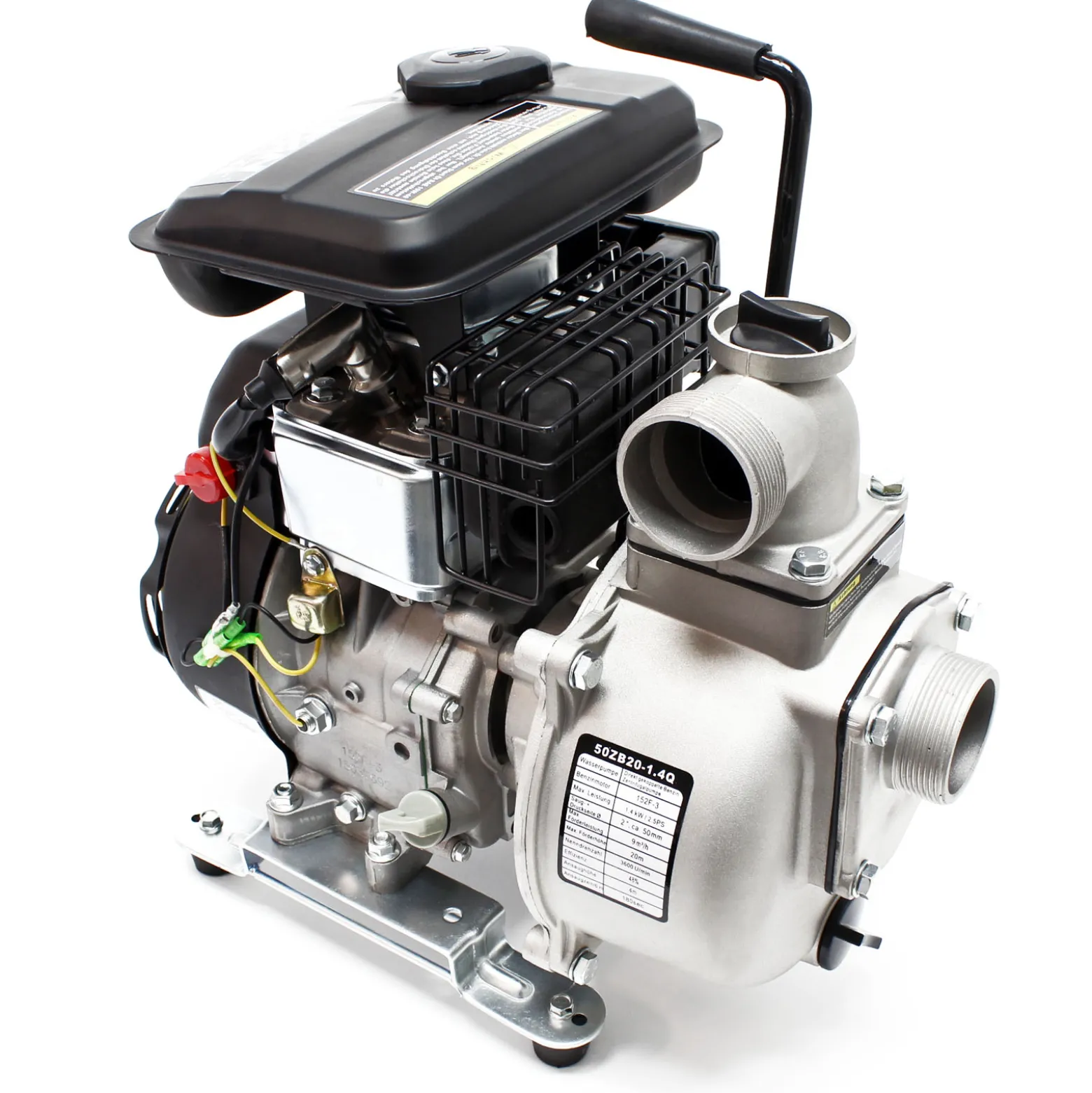 LIFAN Benzin Wasserpumpe 1,4kW (2,5PS) 9m³/h 20m Förderhöhe, Gartenpumpe mit 50mm (2") Anschluss und 4 Takt Motor, Motorpumpe