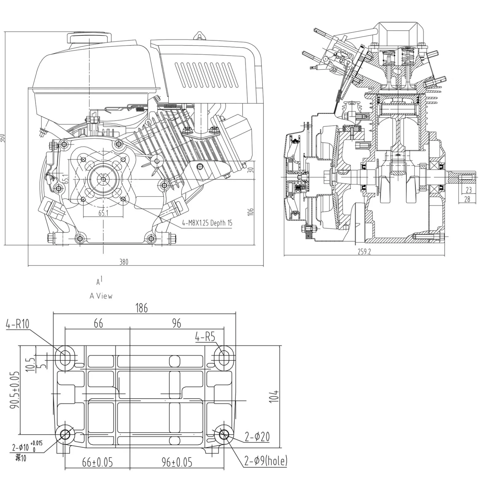 LIFAN 168 Einzylinder Benzinmotor mit 6,5 PS Leistung und 12V E-Start für Kleinmaschinen & Karts, luftgekühlter 4-Takt Motor mit 20 mm Kurbelwelle, OHV-Ventilsteuerung & 196 cc Hubraum
