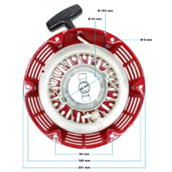 LIFAN Ersatzteil für 9 PS Benzinmotor Handstarter, Seilstarter für 4-Takt Motor, Benzin Motor luftgekühlt, Go-Kart Motor E10 kompatibel