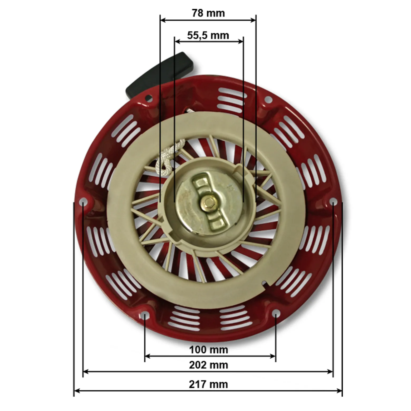 LIFAN Ersatzteil für 13 PS Benzinmotor Handstarter, Seilstarter für 9,5 kW Benzin Motor, Go Kart Motor E10 kompatibel
