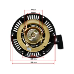 LIFAN Ersatzteil für 9 PS Benzinmotor Handstarter, Seilstarter für 4-Takt Motor, Benzin Motor luftgekühlt, Go-Kart Motor E10 kompatibel