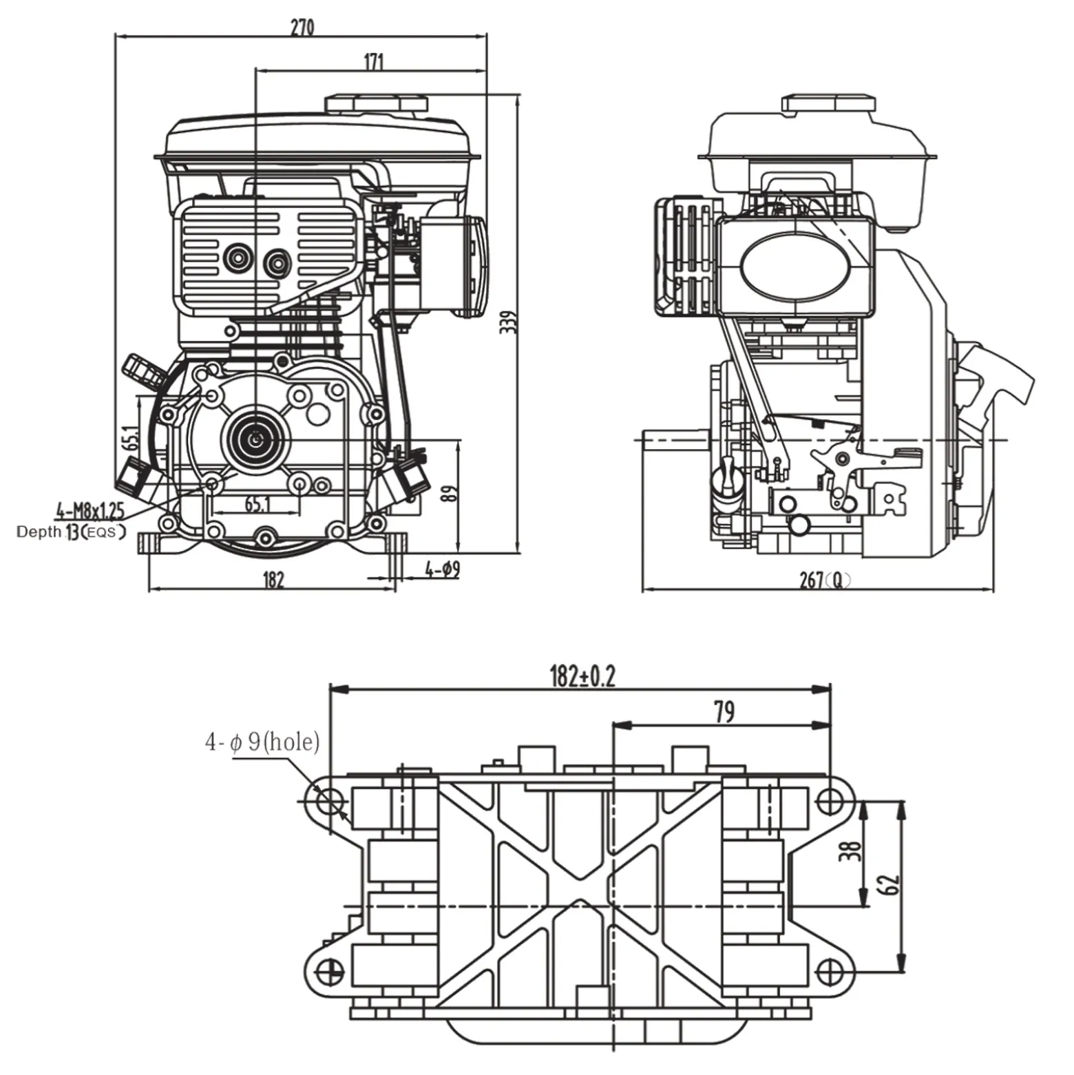LIFAN 152 Handstart Benzinmotor mit 2,45 PS (1,8 kW) Einzylinder für Kleinmaschinen & Karts, luftgekühlter 4-Takt Motor mit 15 mm Kurbelwelle und OHV-Ventilsteuerung