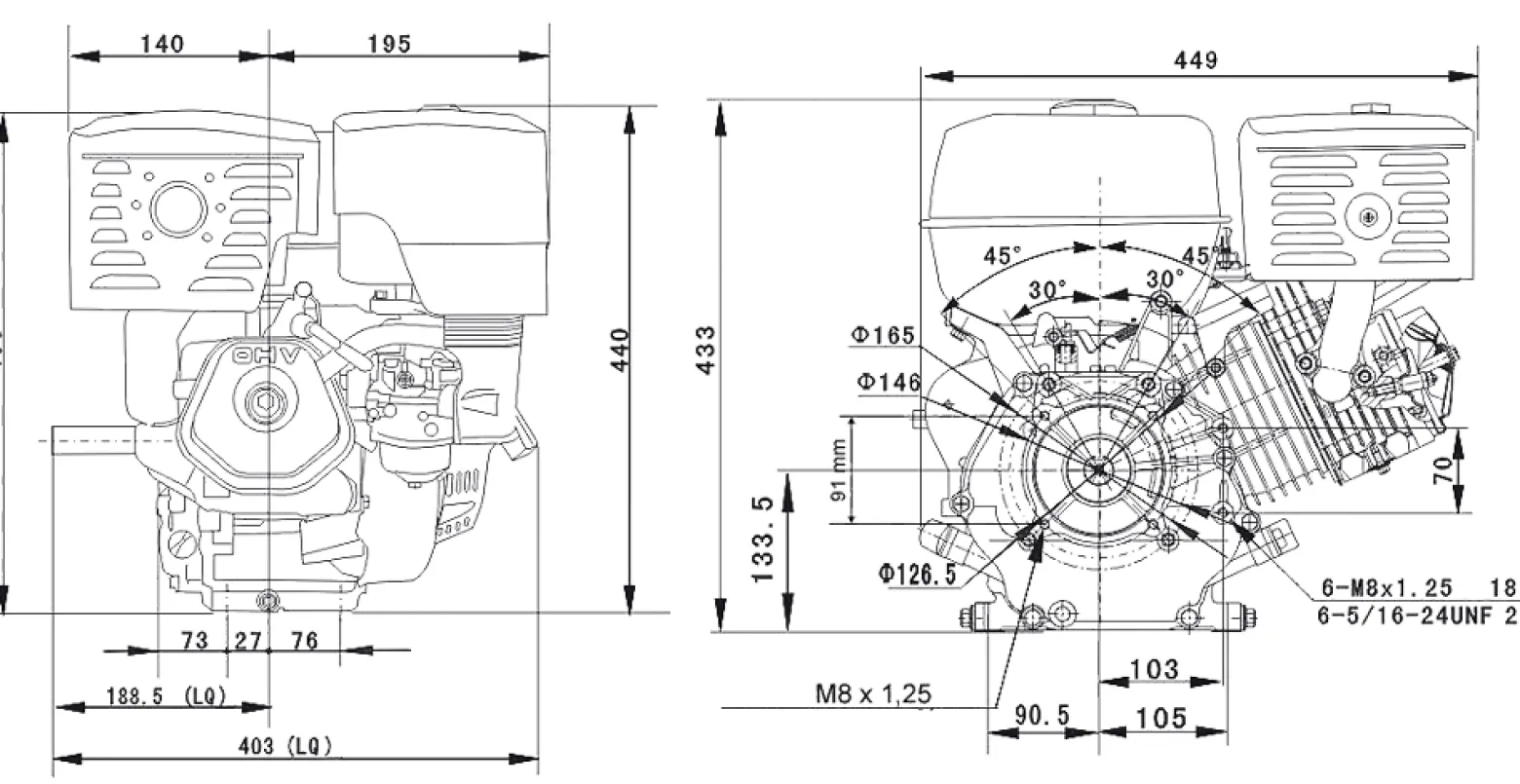 LIFAN 190 Handstart Benzinmotor mit 15 PS Einzylinder für Kleinmaschinen & Karts, luftgekühlter 4-Takt Motor mit 25,4 mm Kurbelwelle, OHV-Ventilsteuerung & 420 cc Hubraum