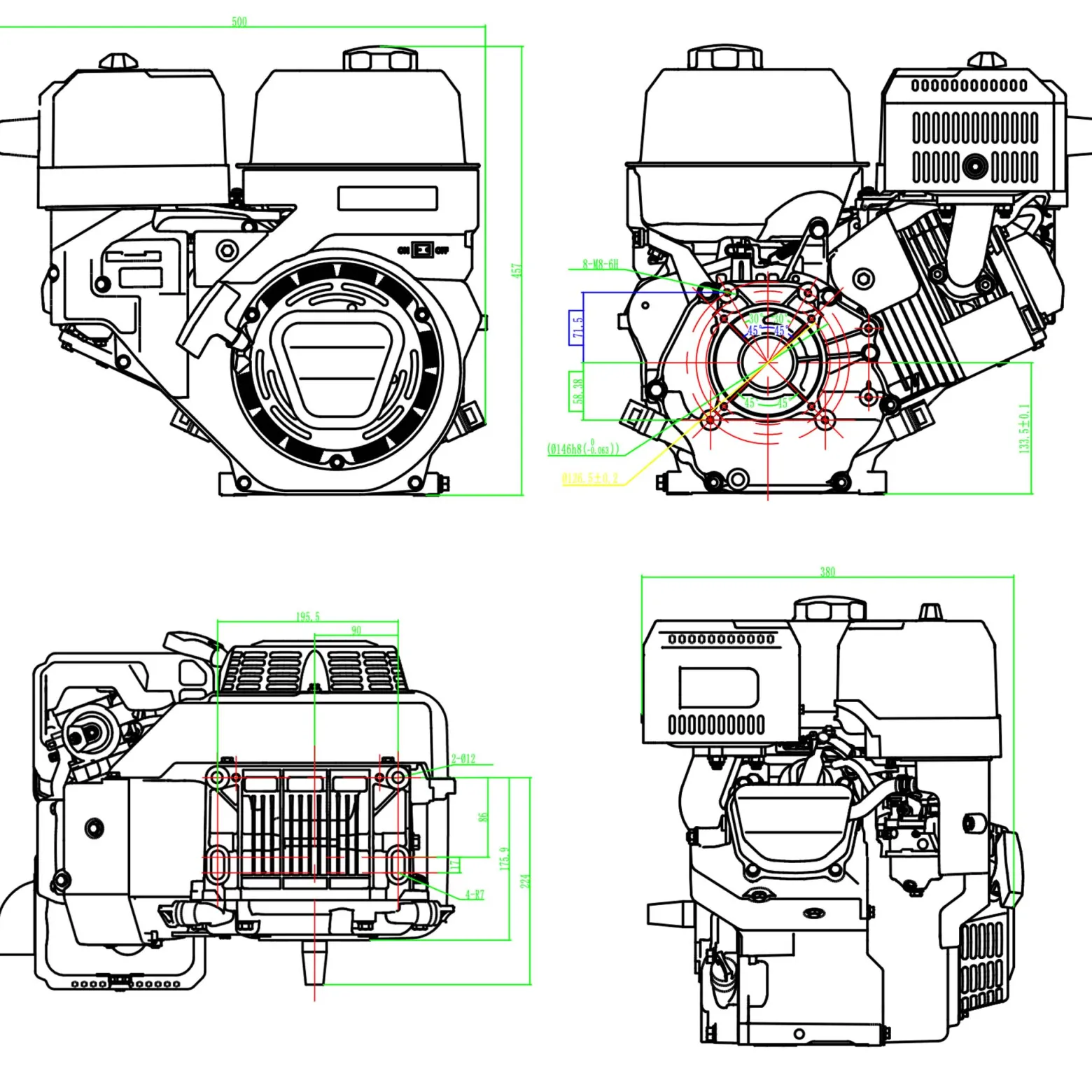 LIFAN KP460 Benzinmotor mit 15,6 PS Einzylinder für Rüttelplatten und Baumaschinen, luftgekühlter 4-Takt Motor mit 25 mm Kurbelwelle, OHV-Ventilsteuerung & 459 cc Hubraum
