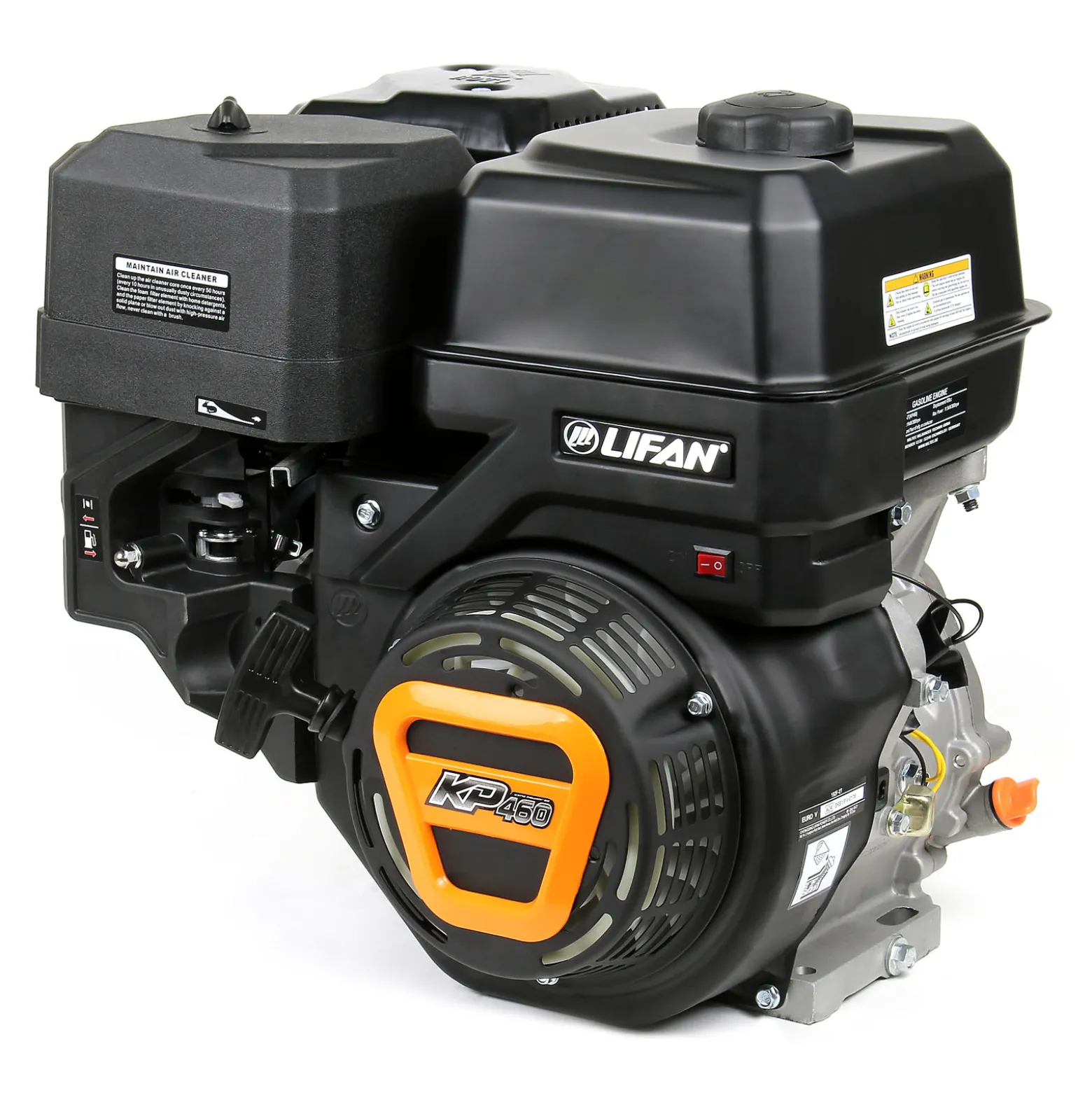 LIFAN KP460 Benzinmotor mit 15,6 PS Einzylinder für Rüttelplatten und Baumaschinen, luftgekühlter 4-Takt Motor mit 25,4 mm Kurbelwelle, OHV-Ventilsteuerung & 459 cc Hubraum