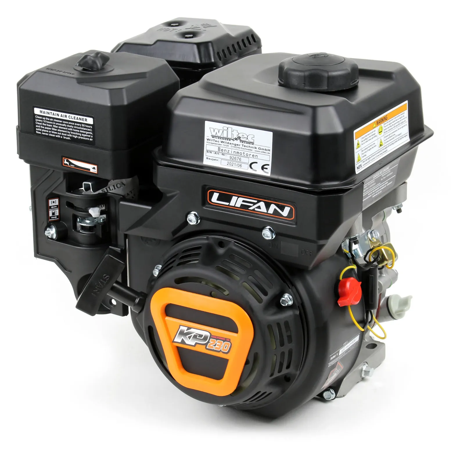 LIFAN KP230 Benzinmotor mit 6,5 PS Einzylinder für Rüttelplatten und Baumaschinen, luftgekühlter 4-Takt Motor mit 20 mm Kurbelwelle, OHV-Ventilsteuerung & 459 cc Hubraum
