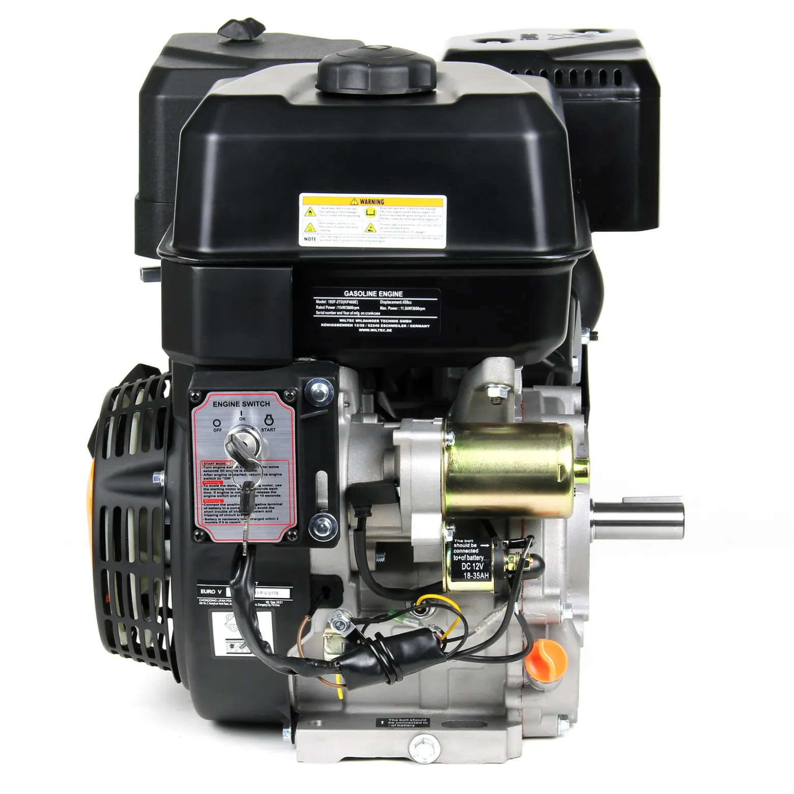 LIFAN KP460E E-Start Benzinmotor mit 15,6 PS Einzylinder für Rüttelplatten und Baumaschinen, luftgekühlter 4-Takt Motor mit 25,4 mm Kurbelwelle, OHV-Ventilsteuerung & 459 cc Hubraum
