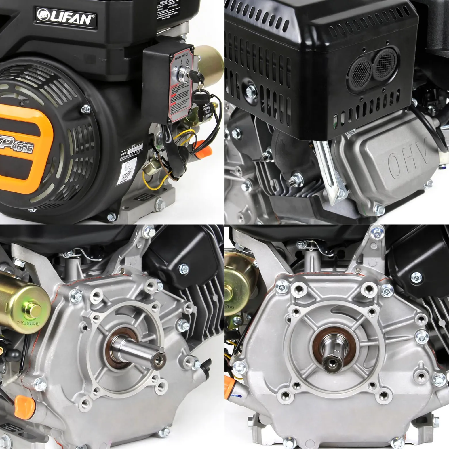 LIFAN KP460E E-Start Benzinmotor mit 15,6 PS Einzylinder für Rüttelplatten und Baumaschinen, luftgekühlter 4-Takt Motor mit 25,4 mm Kurbelwelle, OHV-Ventilsteuerung & 459 cc Hubraum