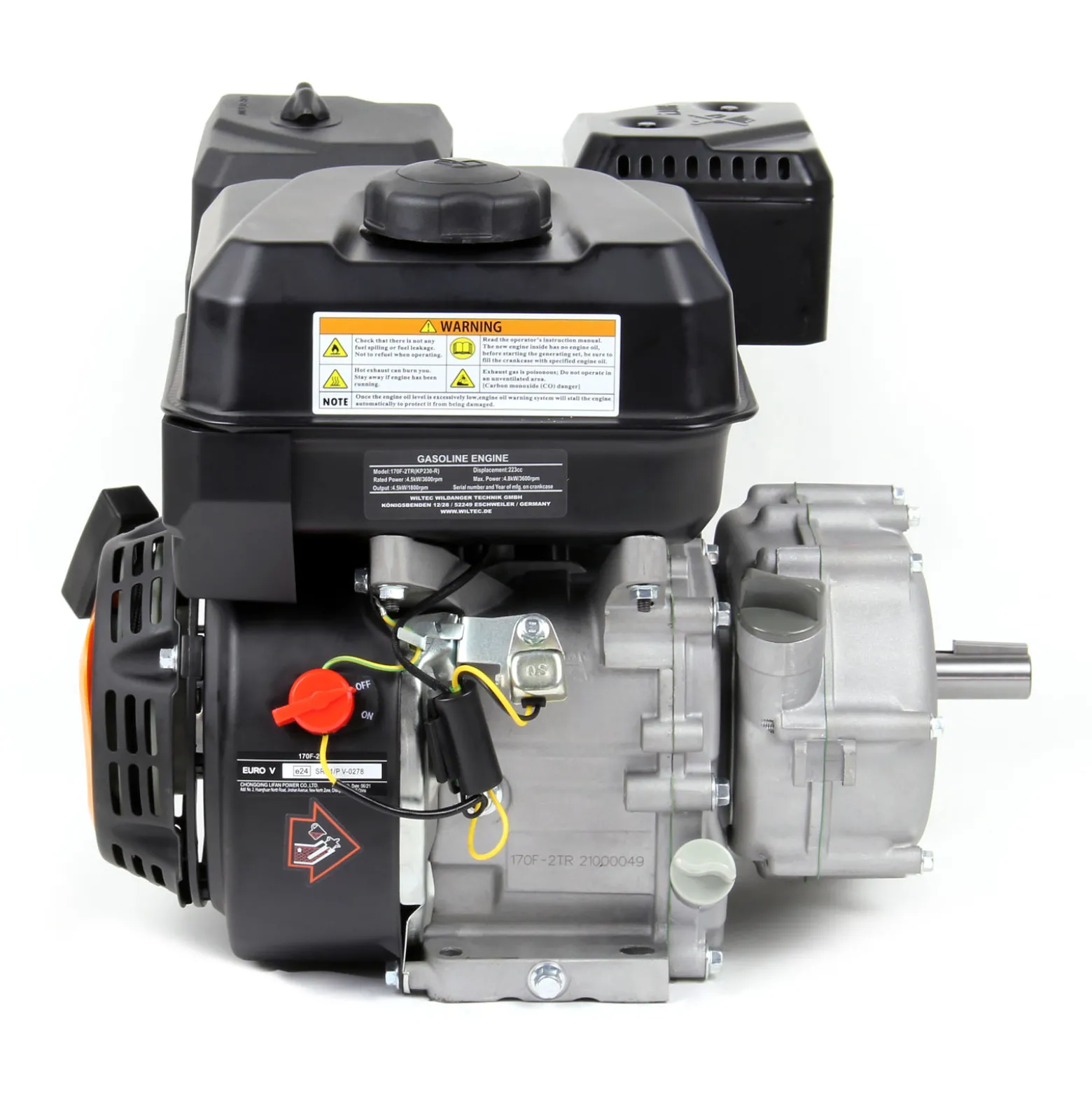 LIFAN KP230-R Benzinmotor mit 6,5 PS Einzylinder für Rüttelplatten und Baumaschinen, luftgekühlter 4-Takt Motor mit 22 mm Kurbelwelle, OHV-Ventilsteuerung & 223 cc Hubraum