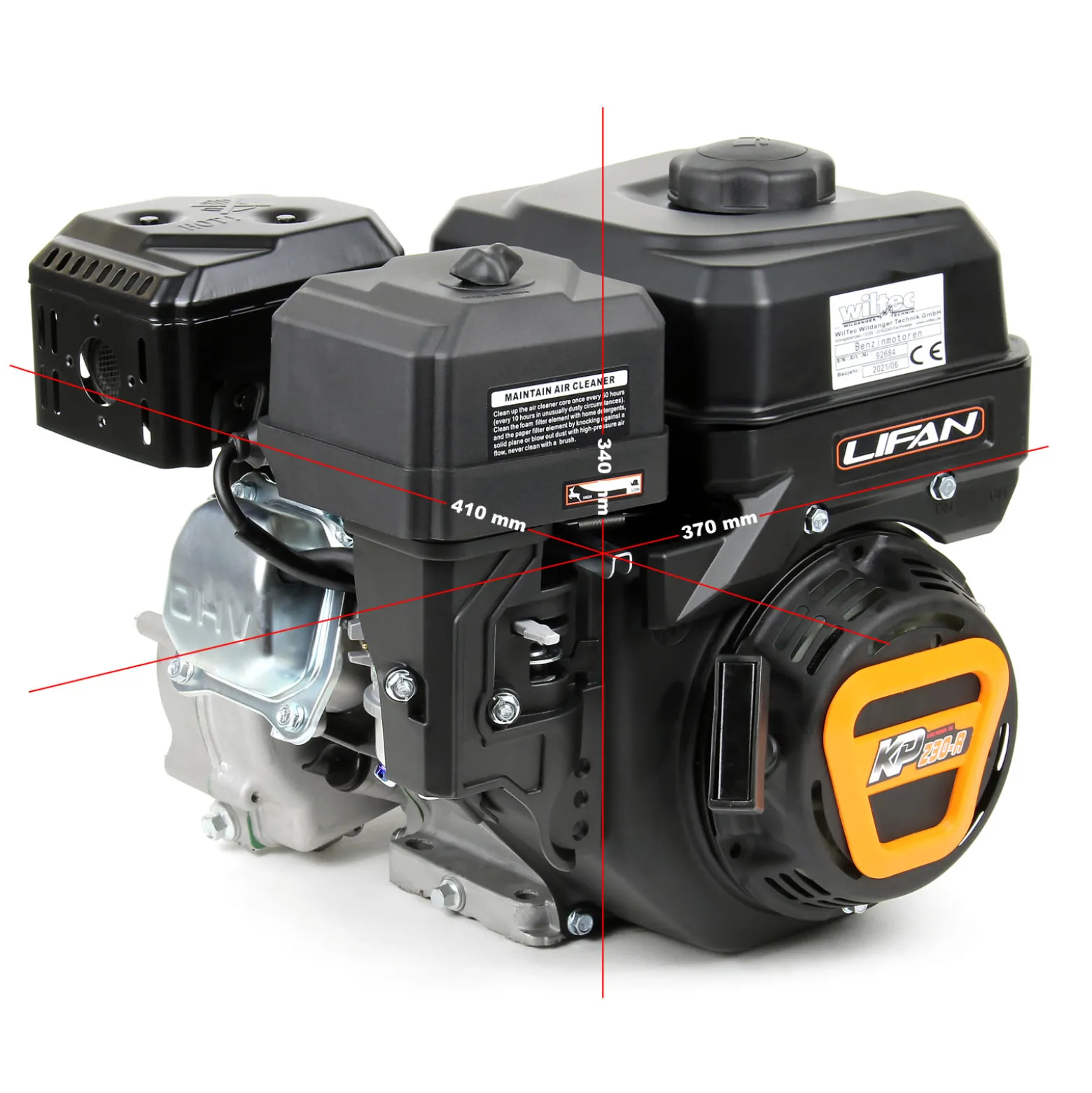 LIFAN KP230-R Benzinmotor mit 6,5 PS Einzylinder für Rüttelplatten und Baumaschinen, luftgekühlter 4-Takt Motor mit 22 mm Kurbelwelle, OHV-Ventilsteuerung & 223 cc Hubraum