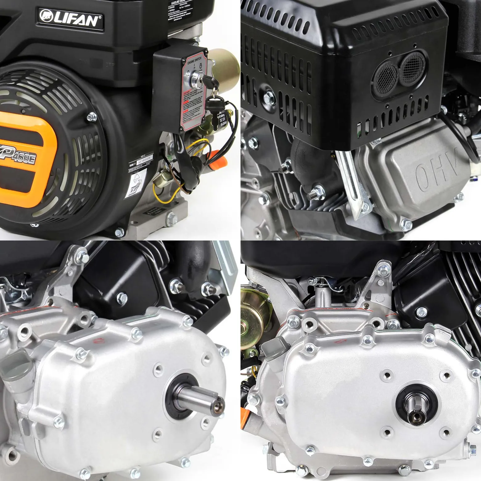 LIFAN KP460-RE E-Start Benzinmotor mit 16,3 PS Einzylinder für Rüttelplatten und Baumaschinen, luftgekühlter 4-Takt Motor mit 22 mm Kurbelwelle, OHV-Ventilsteuerung & 459 cc Hubraum
