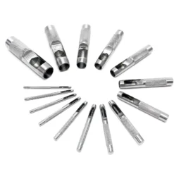 Locheisen Satz 2-22mm 15tlg aus Carbonstahl für Leder, Gummi, Weichplastik u.v.m. Locheisenset