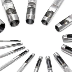 Locheisen Satz 2-22mm 15tlg aus Carbonstahl für Leder, Gummi, Weichplastik u.v.m. Locheisenset