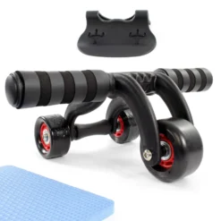 LUXTRI Bauchroller mit Kniematte 320 x 23 x 120 mm, Ab Roller mit 3 Rädern, Bauchmuskeltrainer zur Stärkung des Oberkörpers, Bauchroller, Ab Wheel Workout