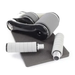 LUXTRI Bauchroller mit Kniematte 240 x 170 mm, Ab Roller klappbar mit 2 Rädern, Bauchmuskeltrainer zur Stärkung des Oberkörpers, Bauchroller, Ab Wheel Workout