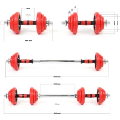 LUXTRI Hantelset 20 kg 2in1 Set Kurzhantel und Langhantel mit 12 Hantelscheiben, Langhantel mit Verlängerungsstange Hantelstangen Gewichte für Krafttraining Hanteln Training Hantel Set