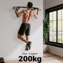 LUXTRI Klimmzugstange zur Wandmontage bis 200 kg, Klimmzug Stange aus Stahl mit gepolsterten Griffen, Fitness Zubehör Pull Up Bar für Training zu Hause, Trainingsstange für verschiedene Sportübungen
