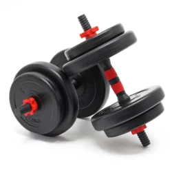 LUXTRI Kurzhantel Set 15 kg mit 8 Zement Hantelscheiben, 2 Hantelstangen gerändelt Sternverschluss Hantel Set verschiedene Gewichte robustes Dumbbell Set mit verstellbaren Hanteln