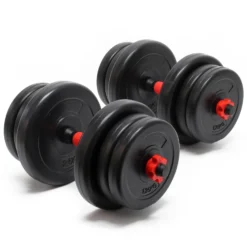 LUXTRI Kurzhantel Set 20 kg mit 12 Zement Hantelscheiben, 2 Hantelstangen gerändelt Sternverschluss Hantel Set verschiedene Gewichte robustes Dumbbell Set mit verstellbaren Hanteln