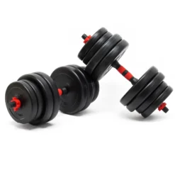 LUXTRI Kurzhantel Set 30 kg mit 16 Zement Hantelscheiben, 2 Hantelstangen gerändelt Sternverschluss Hantel Set verschiedene Gewichte robustes Dumbbell Set mit verstellbaren Hanteln
