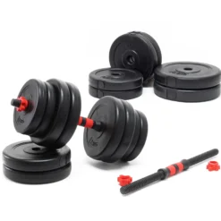 LUXTRI Kurzhantel Set 30 kg mit 16 Zement Hantelscheiben, 2 Hantelstangen gerändelt Sternverschluss Hantel Set verschiedene Gewichte robustes Dumbbell Set mit verstellbaren Hanteln
