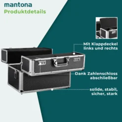 Mantona Alukoffer für Fotoausrüstung, Kamerakoffer mit Zahlenschloss, Fotokoffer für DSLR & DSLM Kameras, 4-6 Objektive, Schutzkoffer mit Steckfächern und gepolsterten Innenwänden