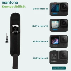 Mantona Armgurt gepolstert mit Mount - 60 x 55 x 60 mm - aus Nylon - sicherer Halt - kompatibel mit GoPro Hero 11 10 9 8 7 6 5 4 3+, Session und anderen Action Cams