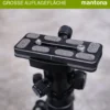 Mantona AS-100-2M Schnellwechselplatte Arca-Swiss kompatibel 100 x 38 mm Aluminium mit 1/4" und 3/8" Schrauben, Gummipuffern und Mittenmarkierung