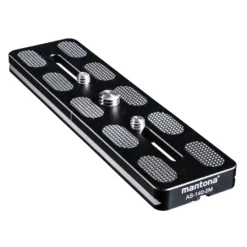 Mantona AS-140-2M Schnellwechselplatte Arca-Swiss kompatibel 140 x 38 mm Aluminium mit 1/4" und 3/8" Schrauben, Gummipuffern und Mittenmarkierung