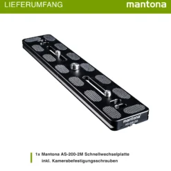 Mantona AS-200-2M Schnellwechselplatte Arca-Swiss kompatibel 200 x 38 mm Aluminium mit 1/4