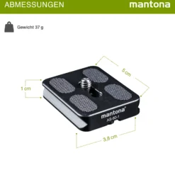 Mantona AS-50-1 Schnellwechselplatte Arca-Swiss kompatibel 50 x 38 mm Aluminium mit 1/4