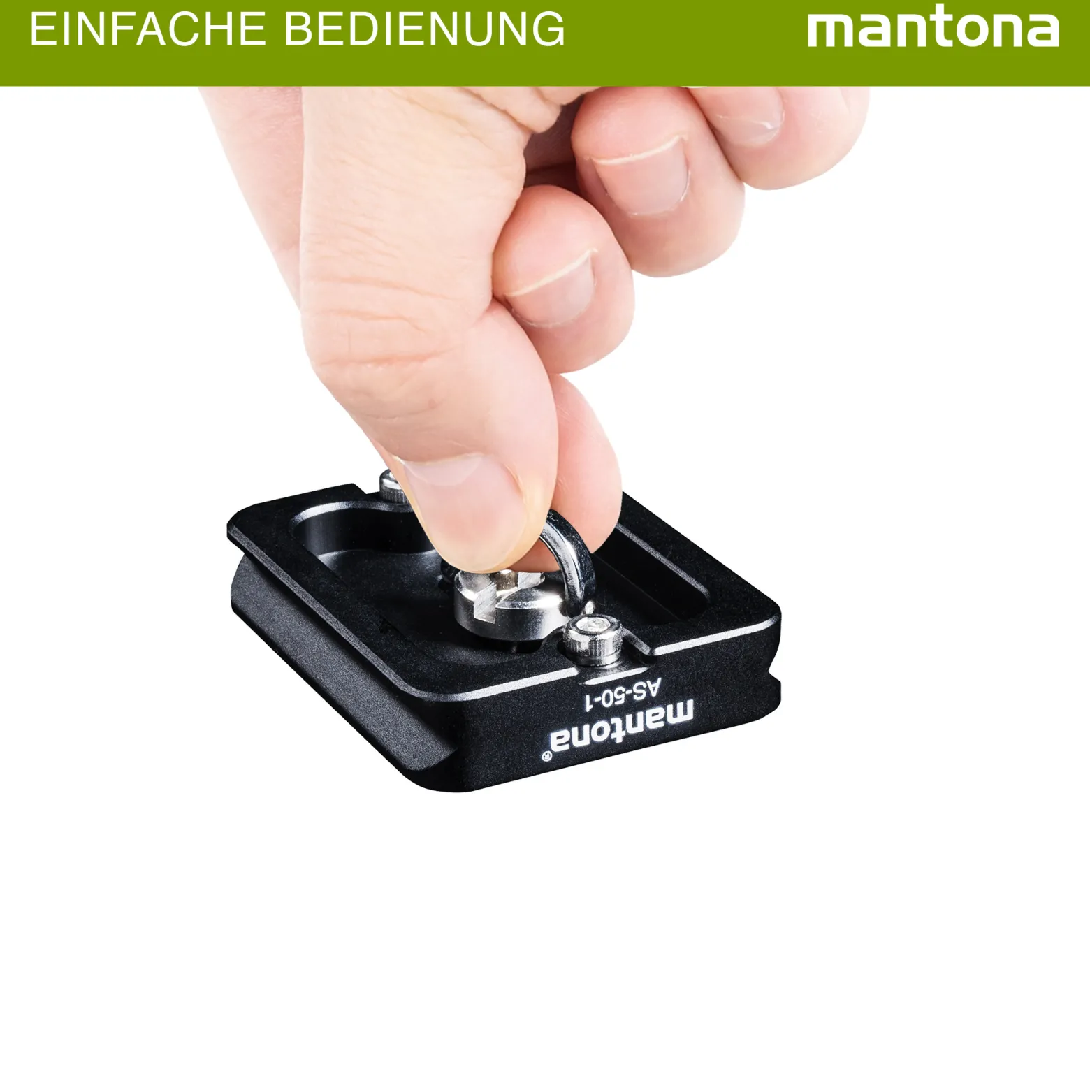 Mantona AS-50-1 Schnellwechselplatte Arca-Swiss kompatibel 50 x 38 mm Aluminium mit 1/4" Schraube Gummipuffern